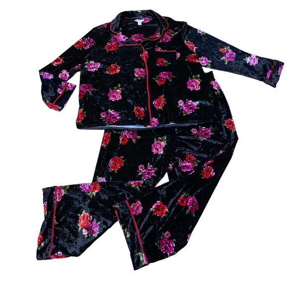 Sofia Intimates by Sofia Vergara Floral Print Pajama Set Black 2X (18W-20W) NWTs - Picture 3 of 5